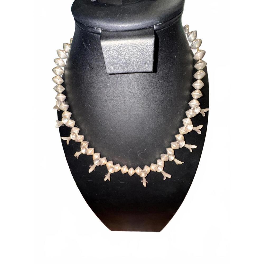 Vintage Native American Style Silver Beaded Necklace